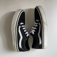 Vans Off The Wall Old Skool Kids Size 2 Classic Sneaker Black Sidestripe Shoes