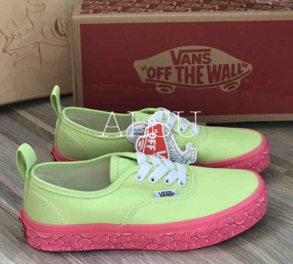 VANS Authentic Elastic Brain Wall Green Pink Sneakers Kid’s Size 11 VN0A38H4URQ