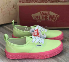 VANS Authentic Elastic Brain Wall Green Pink Sneakers Kid’s Size 11 VN0A38H4URQ
