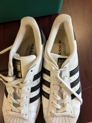 Adidas Black White Three Stripe Youth Tennis Sneakers Size 6.5 Youth