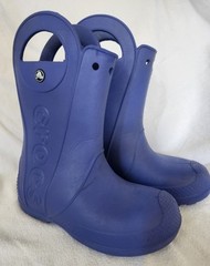 CROCS Cerulean Blue HANDLE IT Rain Boots Waterproof Pull-On Boys/Girls Size 3