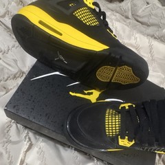 Jordan Air Jordan 4 Retro (GS) Unisex Kids Sneakers Black/White/Tour Yellow 5.5Y