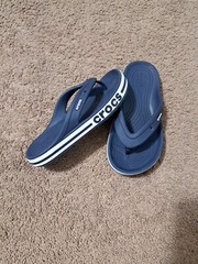 CROCS ICONIC COMFORT UNISEX BLUE SANDALS SIZE J-2