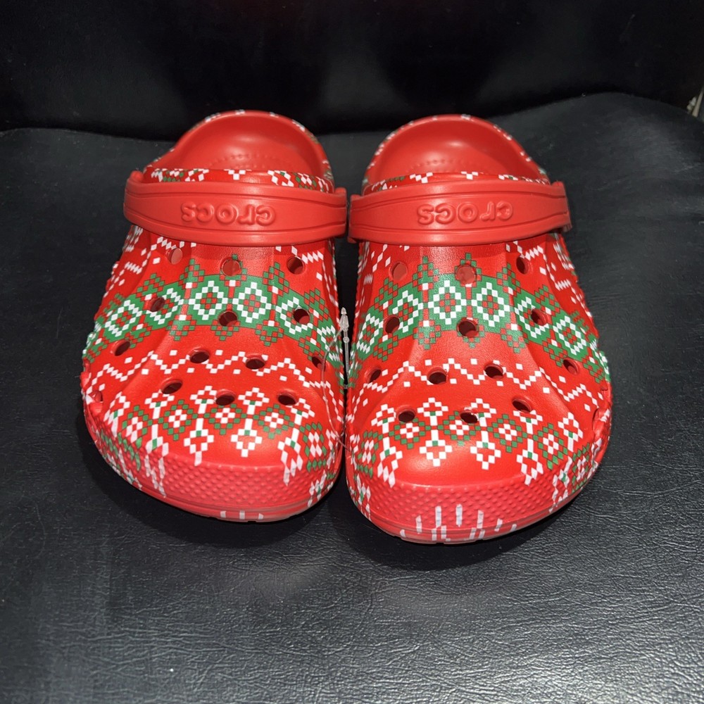 Crocs Baya Holiday Graphic Clog Sample Pair Christmas Holiday Style Size J2