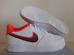 Nike Air Force 1 LV8 (GS) White-Bright Crimson-Black Sz 6Y [CW1574-101]