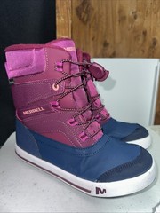 Merrell Snow Bank 2.0 Waterproof Snow Boots Kids Size 2 Purple/blue