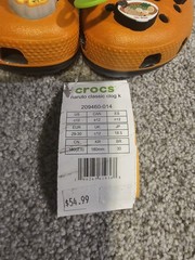 Naruto Shippuden CROCS Clogs Kids Toddler Size 12C Orange Black Slip On Shoes