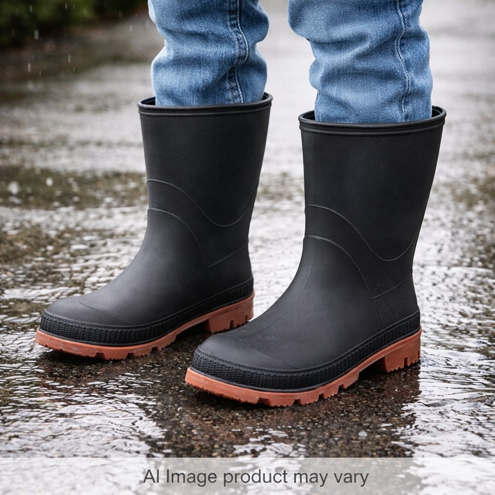 Kids Unisex Rubber Rain/Mud Boots Chain Link Sole Black Size 3 Canada Fishing