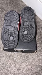 Jordan 1 Mid (TD) Black Red White Leather Sneaker Kids Size 5C DQ8425-067