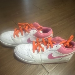 Jordan Air Jordan 1 Low Unisex Kids White Pink Orange Leather Low Top