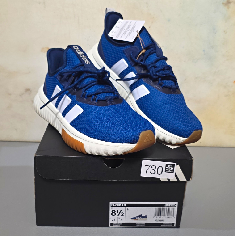 adidas Kaptir 4.0 Blue/White Mesh Low Top Lace-Up Sneaker Kids US 8.5 JR8526