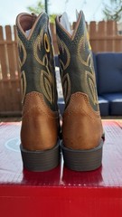 Justin Post – Kid’s Cowboy Boots – Brown/Green – Multiple Sizes – NEW!