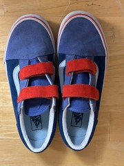 Vans Old Skool kids size 4 Suede Blue & Red sneakers skateboard V 2 straps shoes