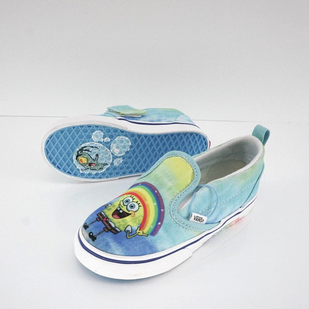 Vans Kids Spongebob Squarepants Imagination Slip On Shoes Rainbow Size 10K NoBox