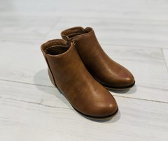 Brown Faux Leather Side Zipper Ankle Boots, Size Toddler 11 Unbranded