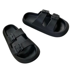 Kids Black Double Buckle Slides Sandals Beach Pool Comfort Slides Size 36-37