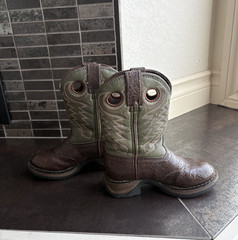Lil Durango~ Youth Western Dark Brown/Green Cowboy Boot ~BT 206~ SZ 8.5 M
