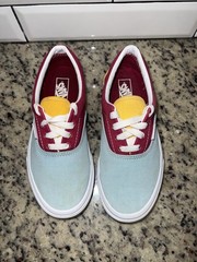 Vans Classic Blue Maroon And Yellow Shoes Size 4.5 Juniors Pre Owned