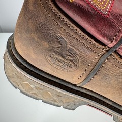 Georgia Boot Carbo Tec Western Work Boot Kids 6.5M Brown Red Pull On Square Toe