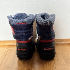 Sorel Snow Commander Kids 5 Navy Red Waterproof Winter Boots Faux Fur Lined