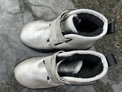 UGG Kids Sz 13 Neumel Platform Leather Chukka Boots Silver Metallic