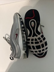 Nike Air Max 97 QS (Gs) Metallic Silver-Red-White-Black Size 7Y 918890-001
