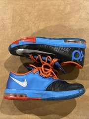 Nike KD 6 Away Black Metallic Silver Team Orange Photon Blue Shoes (Youth 5)
