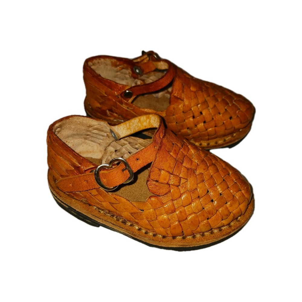 Handmade Upcycled Tan Woven Leather Sandals Child’s Sz 5 – 5.5