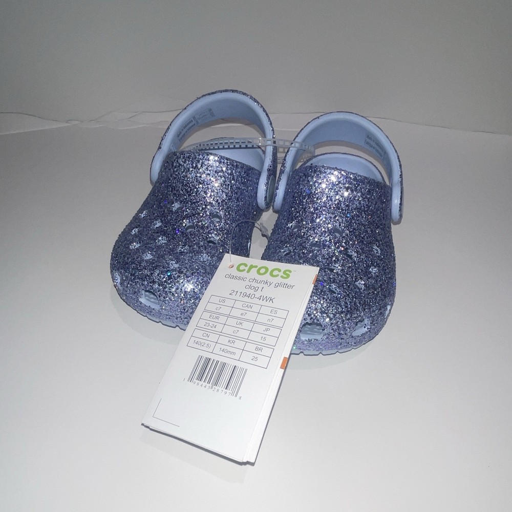 Crocs Classic Chunky Glitter Clog Blue Unisex Kids C7 (EU 23-24) 211940-4WK