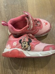 Disney Minnie Mouse Pink Glitter Hook & Loop Low Top Mesh Sneakers Sz 7