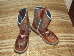 Mexico Brown & Gray Square Toe Western Cowboy Boots Kids sz 12 Mex 19