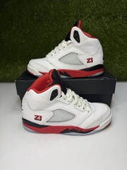 Air Jordan 5 Fire Red Retro Size 1y PS Sneakers White 2025 HQ7979-101