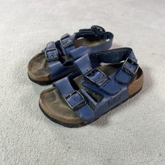 Tula Sandals Kids Size 5 Blue Strappy Leather Buckle Cork Footbed Walking Summer