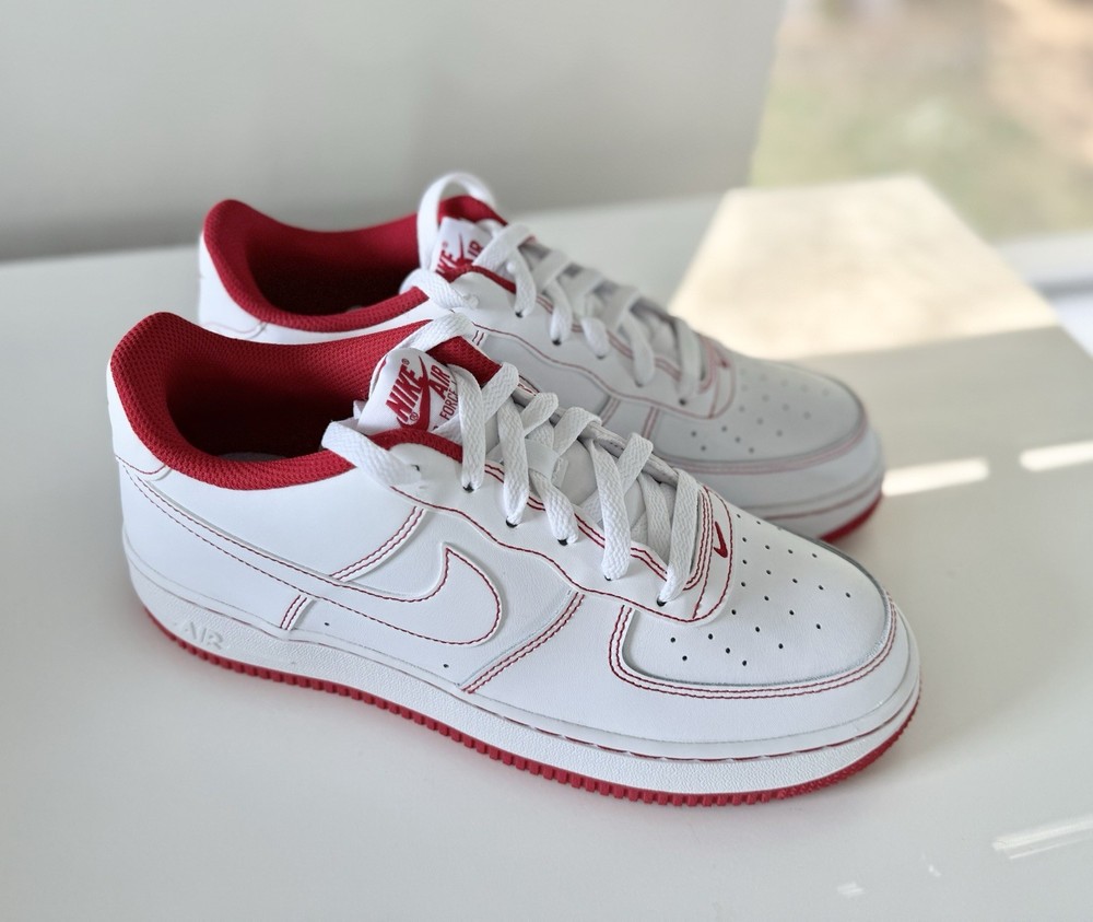 NEW AUTHENTIC NIKE AIR FORCE 1 White University Red CW1575 100 (GS) Youth size 7