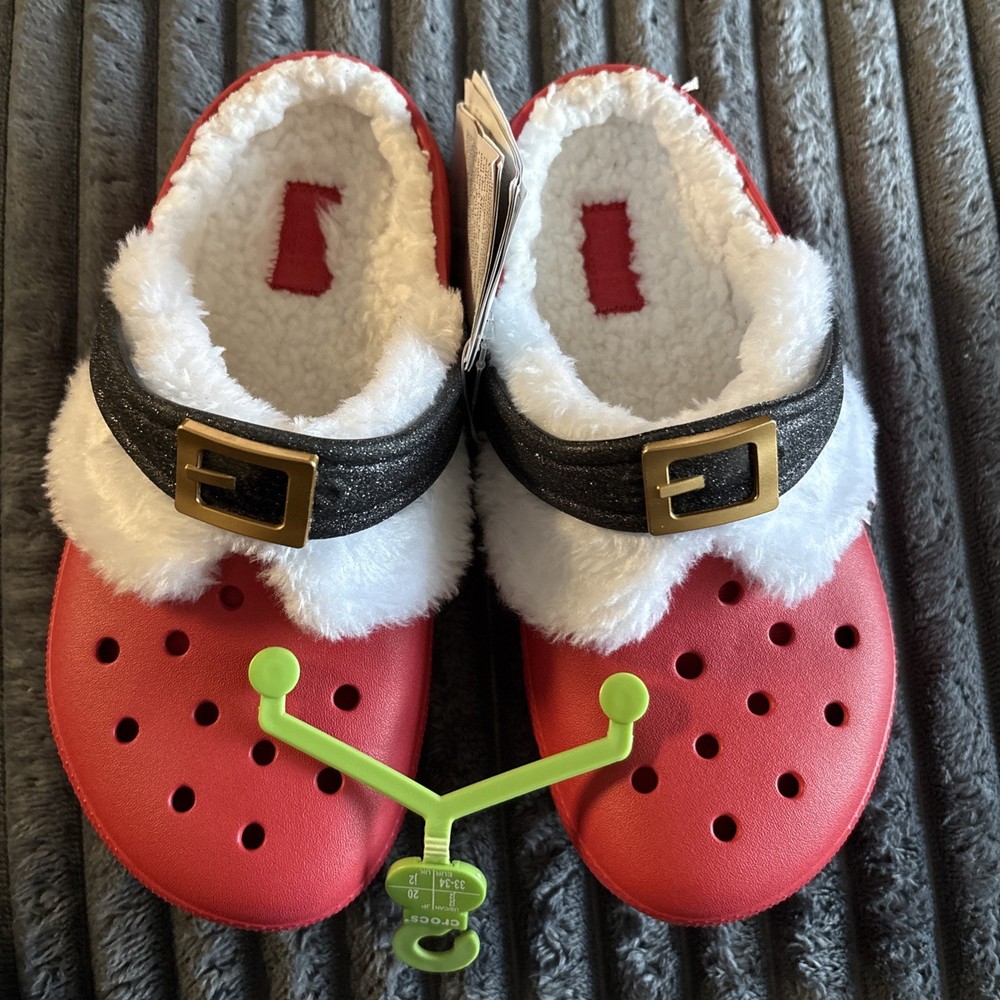 Crocs Kids Classic Lined Santa Clogs. New.