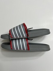 J Crew Crewcuts Kids Unisex Size 2 Pool Slides Sandals Gray Red White Stripe New