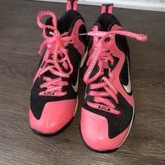 Nike Zoom Lebron James 9 GS Laser Pink Black Basketball Shoes 472664-600 Sz 5Y