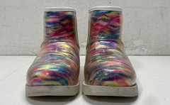 UGG Classic Clear Mini Rainbow Stripes Waterproof Boots Kids Size 4