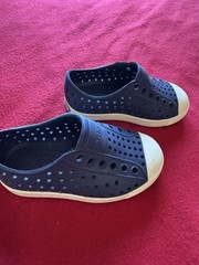 NATIVE Jefferson Shoe Regatta Blue Shell White Kids C6 Slip-on Waterproof