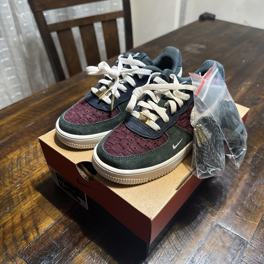 Kith for Nike KIDS Air Force 1 Black Spruce Night Maroon Size 13 C.