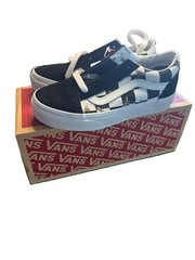VANS Old Skool Checkerboard Black/ White Lace-Up Suede Kids 1 Low Top