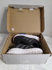 Adidas Kids Black and White Sneakers with Blue Detail, Infant Size 5