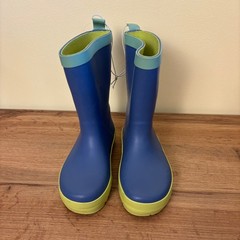 Harper Canyon Audra Rain Boots Blue Green Kids Size 11 Rubber Lug Sole Pull On