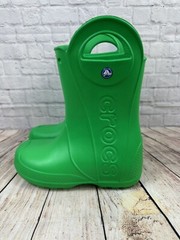 CROCS Handle It Rain Boot Youth Junior J-3 Green Lightweight Waterproof 12803