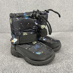 Rugged Bear Boots Kids Size 6 Black Space Rocket Snow Winter Faux Fur RB92154