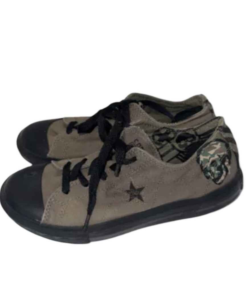 CONVERSE One Star Camo Green Skull Low Top Lace Up Sneaker Juniors Size 4
