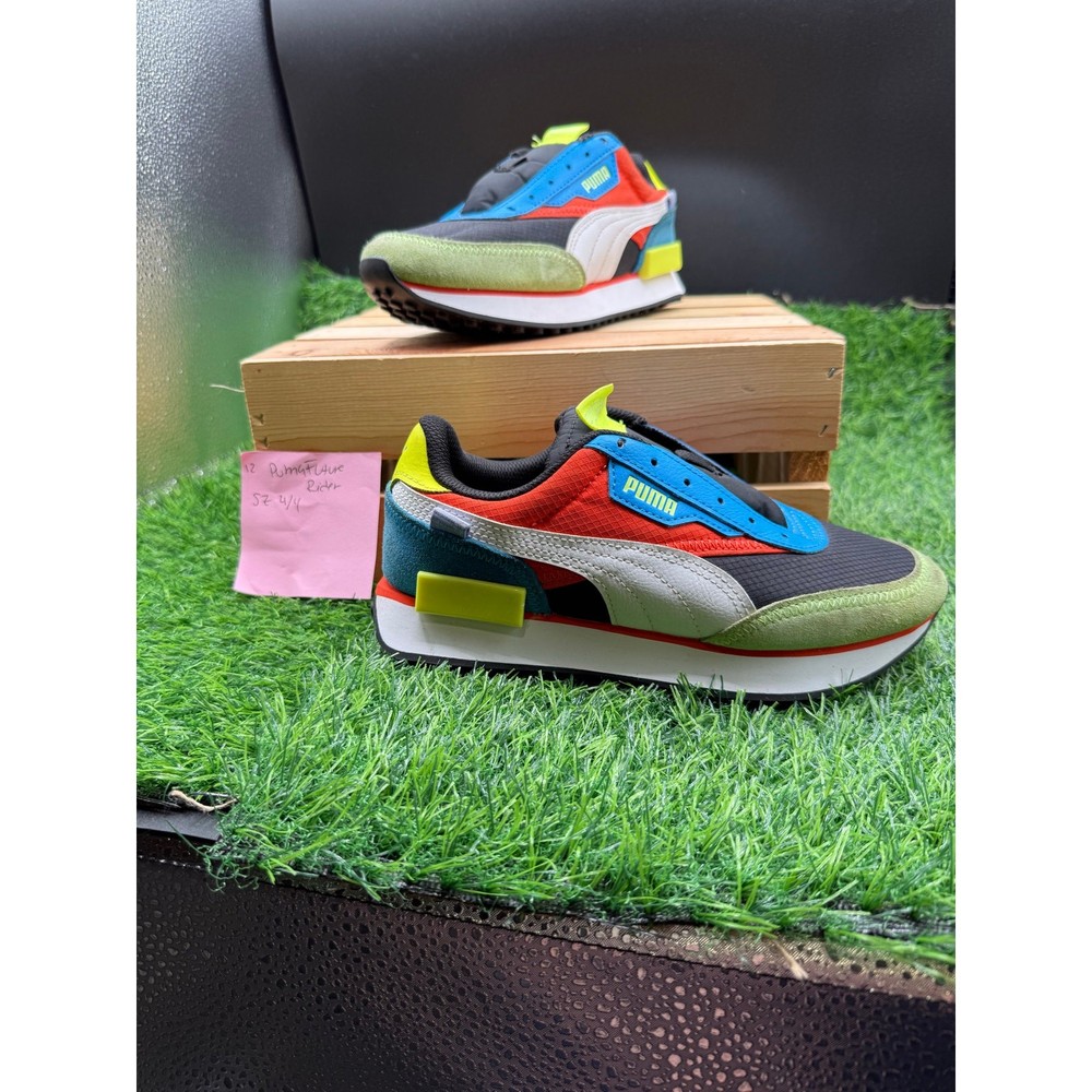 Puma Future Rider- Green/Orange/Black/Blue – Size 4Y