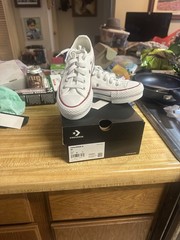 NIB Converse Classic White/Garnet/Navy Sneakers with Red Trim Size 11Y
