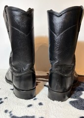 Old West Cry 4110G Black Leather Pull On Roper Cowboy Boots Size 6