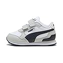 PUMA Unisex-Child ST Runner Hook and Loop, PUMA White-New Navy-Cool Light Gray,